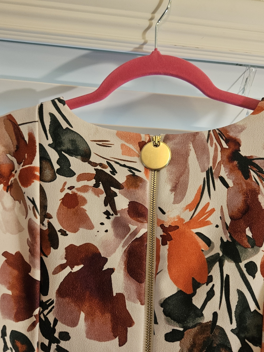 Calvin Klein Floral Fit & Flare Midi Dress Sleeveless Cream Orange Size 4 - Picture 6 of 9